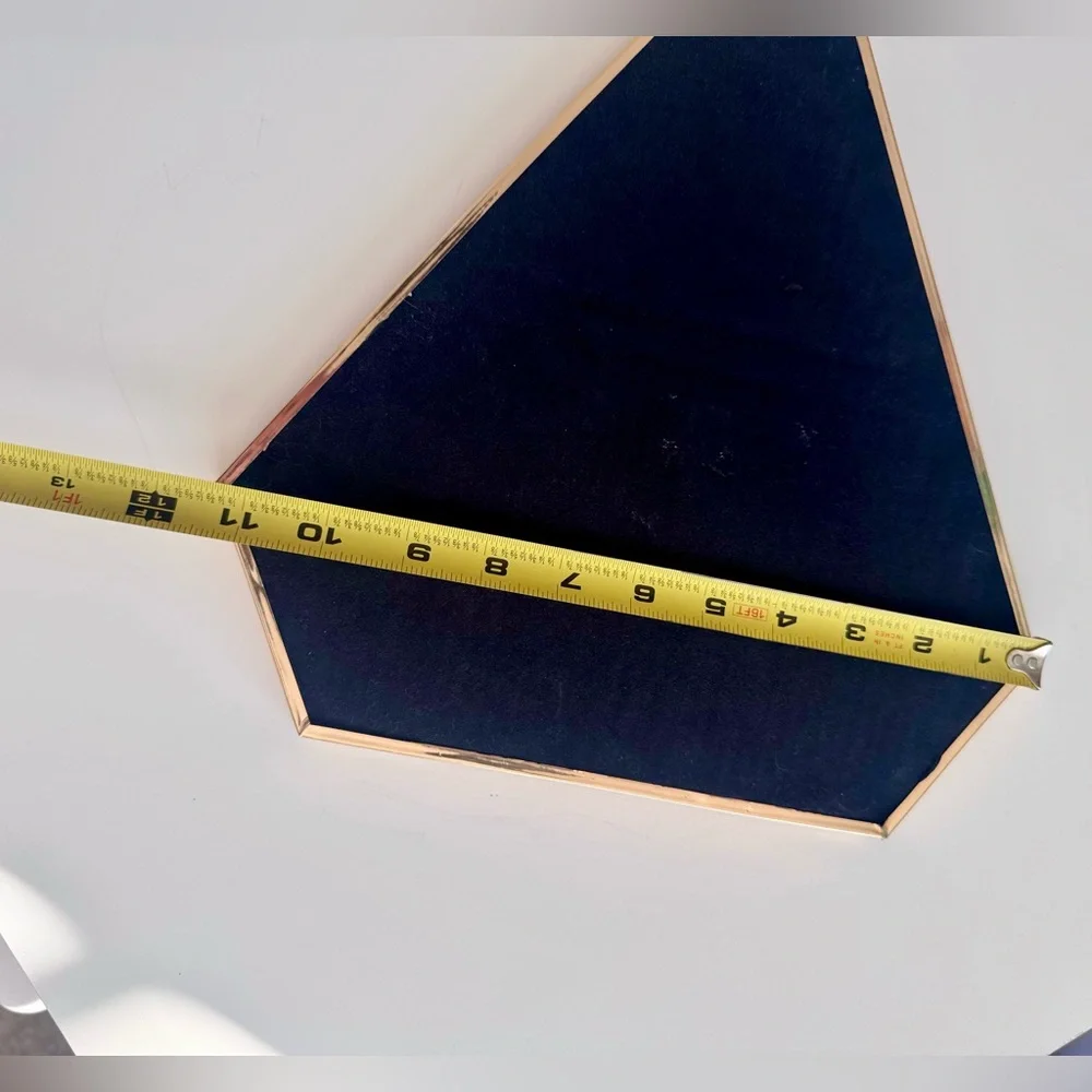 12” Vintage Gold Triangular Wall Mirror Contemporary Minimalist